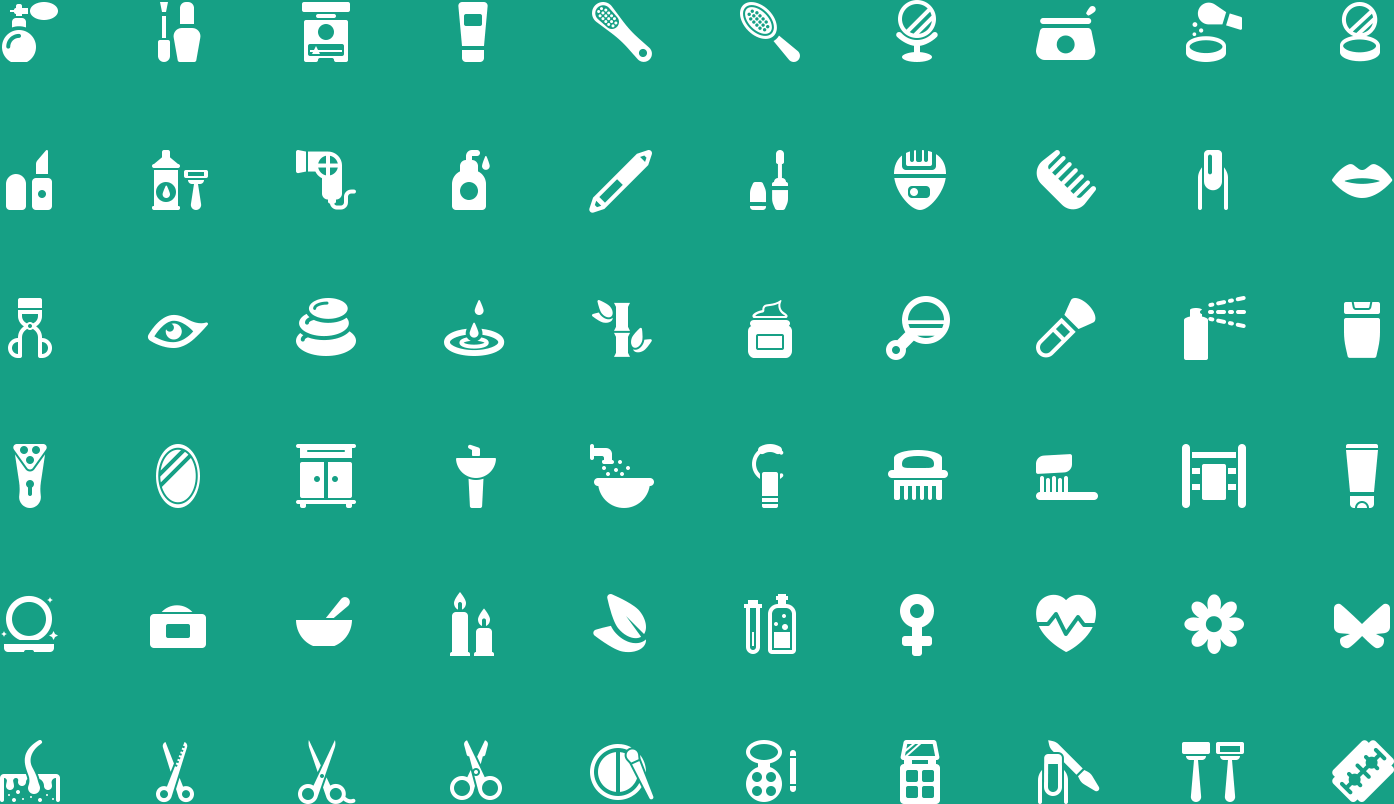 Beauty and Recreation Glyph Icons