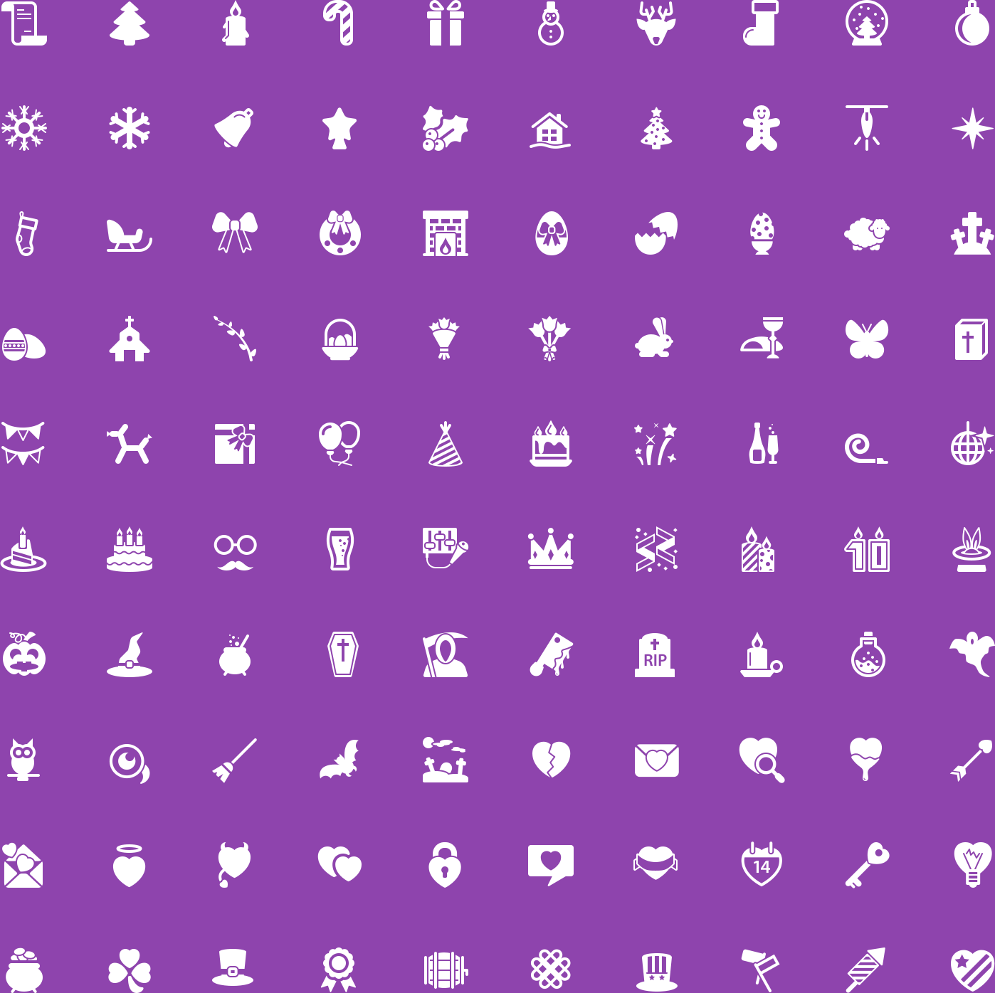 Celebrations and Holidays Glyph Icons