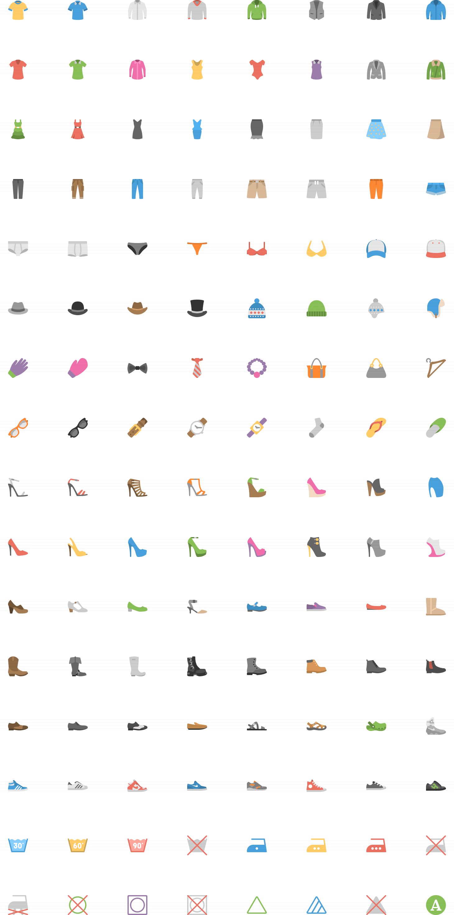 Clothes and Shoes Flat Icons