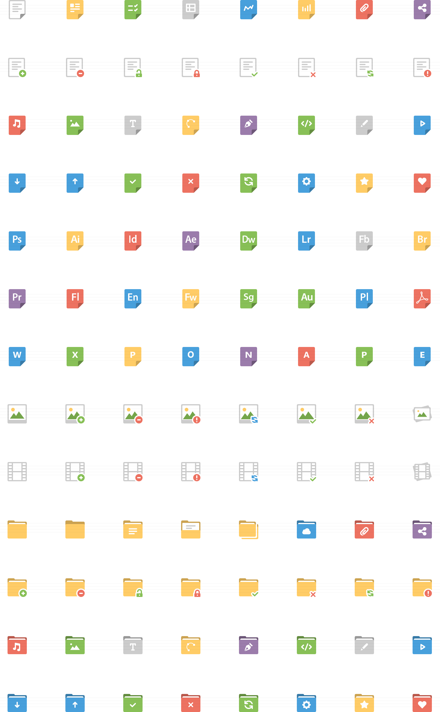 Files and Folders Flat Icons