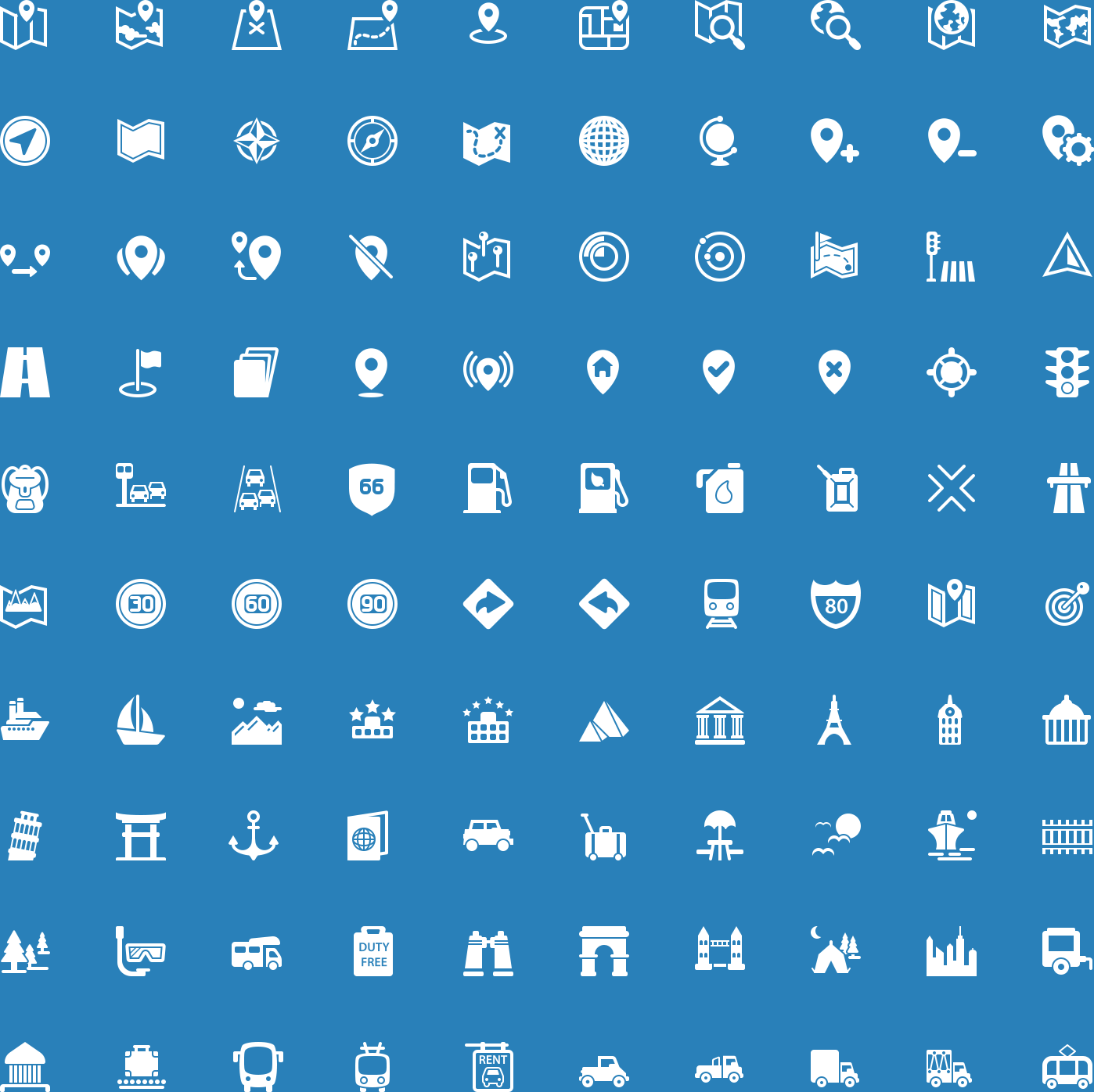Travel and Map Glyph Icons